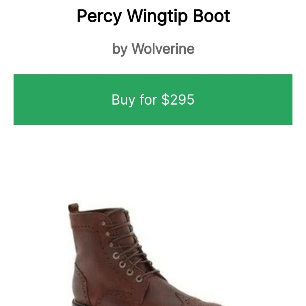 Wolverine Percy Wingtips Vibram Boots 10 $295